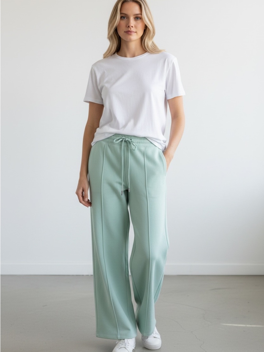 FP Movement Free People Wide Leg Sweatpants XS NWOT Mint Green Drawstring Lounge